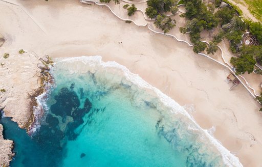 Aerial view of Cala Bassa in Ibiza