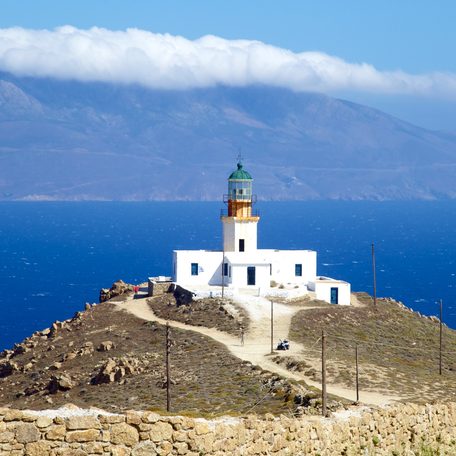 Greek church on a cliff overlooking the sea