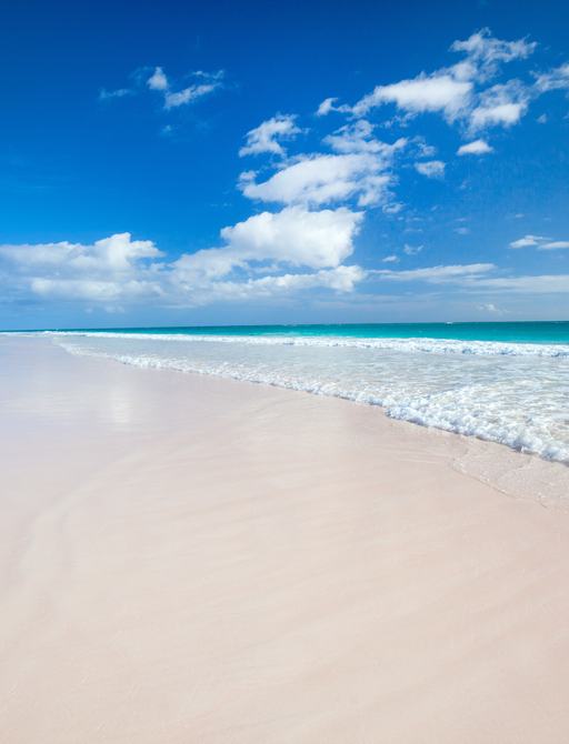 long stretch of beach on Eleuthera, Bahamas