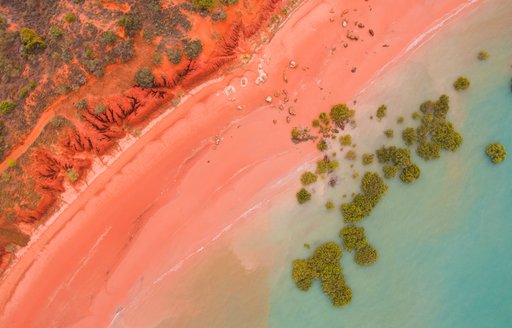 Drone view of Roebuck Bay in Broome, Western Australia