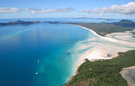 Sailing yachts anchored in the beautiful Whitsundays