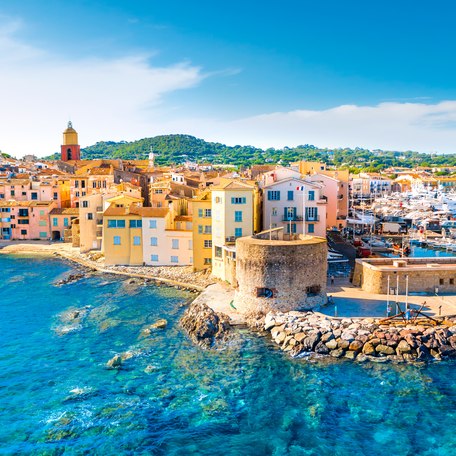 Overview of St Tropez from the sea